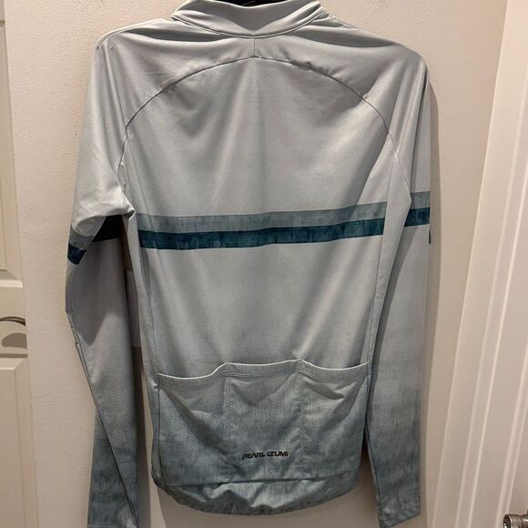 Pearl Izumi Attack Light Green Cycling Long Sleeve Jersey with Teal Stripes M - Picture 5 of 13